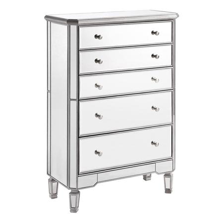 ELEGANT DECOR 5 Drawer Cabinet 33 In. X 16 In. X 49 In. In Silver Paint MF6-1026S